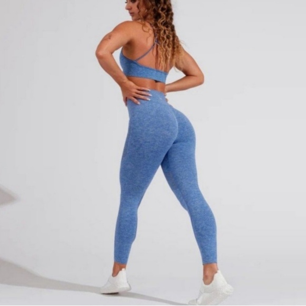 Buffbunny Collection Recharge Seamless Leggings Size Small Heathered Blue